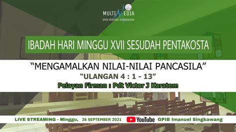 Live Ibadah Minggu Xviii Sesudah Pentakosta Youtube