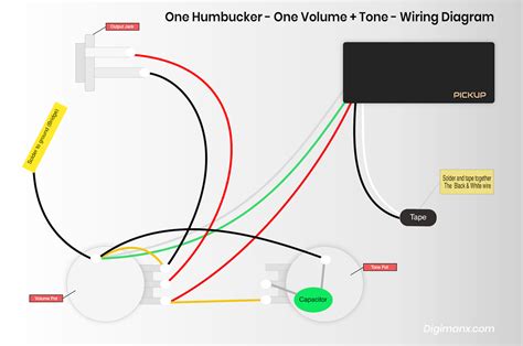 One Humbucker One Volume Tone Wiring Diagram For Emg Hz H4 Passive Pickup Digimanx