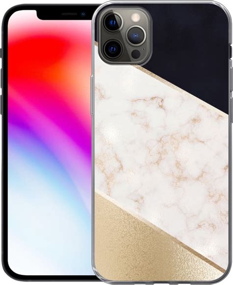 IPhone 13 Pro Max Hoesje Marmer Goud Roze Siliconen