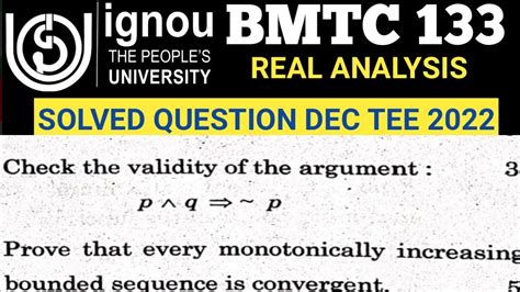 Bsc Mathematics Ignou Bmtc Dec Tee Question No