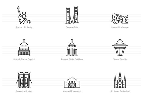 07. USA – Outline Icon Set