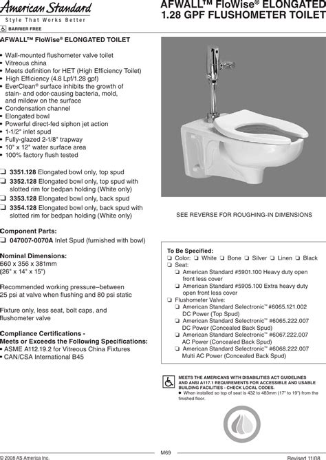 American Standard Afwall Flowise 3351 128 Users Manual