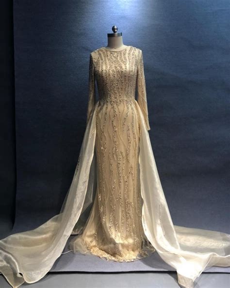 Luxus Abendkleider Lang Champagne Abendmoden Abendkleid Mit Rmel