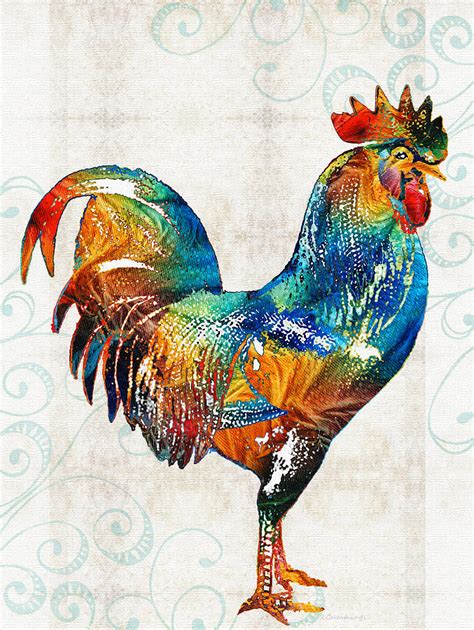 Colorful Rooster Art by Sharon Cummings by Sharon Cummings