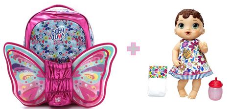 Kit Baby Alive Mochila Costas Butterfly Boneca Baby Alive Sandra