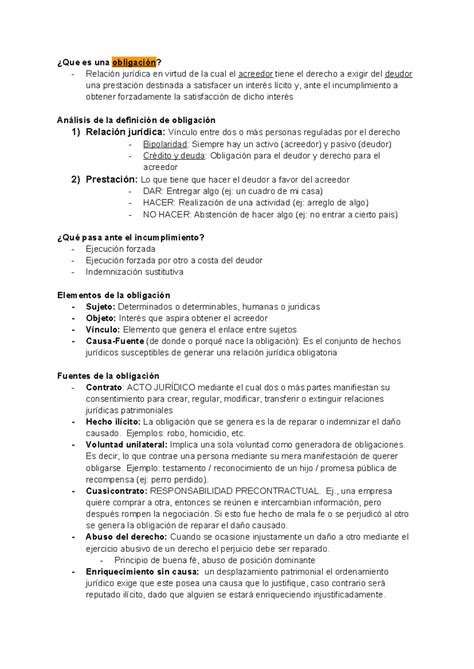 Obligaciones Y Contratos Resumen Er Parcial Que Es Una Obligaci N