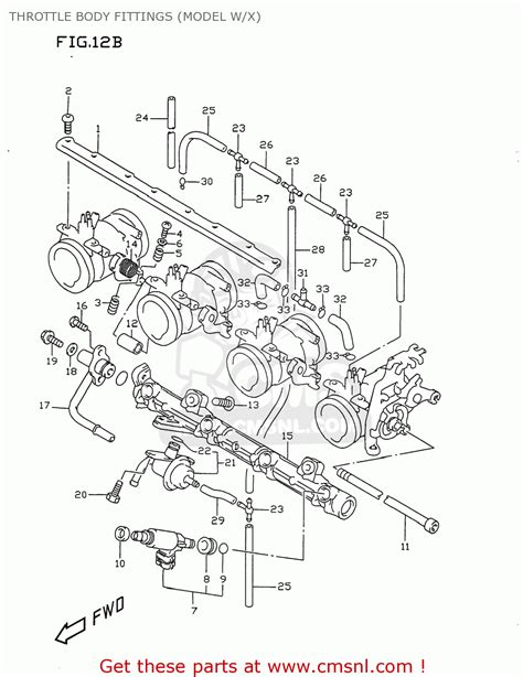 Suzuki GSXR750 1996 T USA E03 THROTTLE BODY FITTINGS MODEL W X