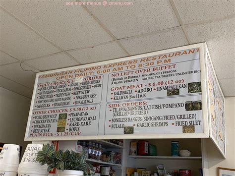 Menu At Filipino Express Restaurant Waipahu