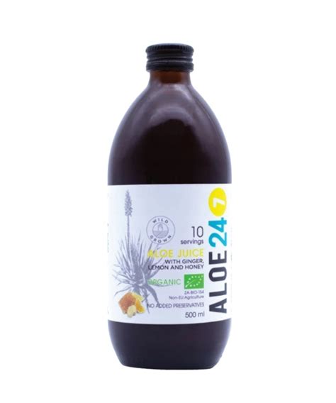 Organiczny sok z aloesu z imbirem cytryną i miodem 500ml ALOE 24 7