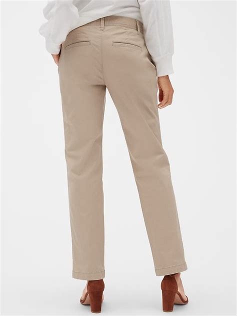 Mid Rise Khakis In Straight Fit Khaki Pants For Women Fashion