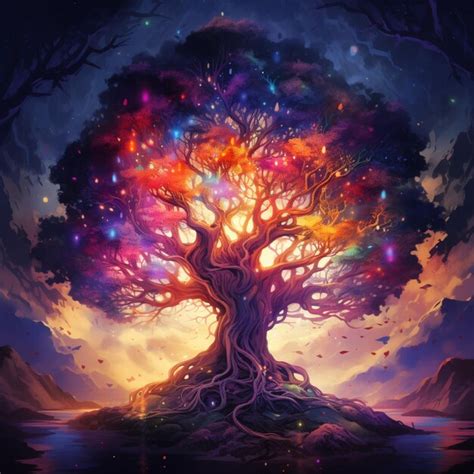 Premium Photo Colorful Nice Magic Tree Images Generative Ai