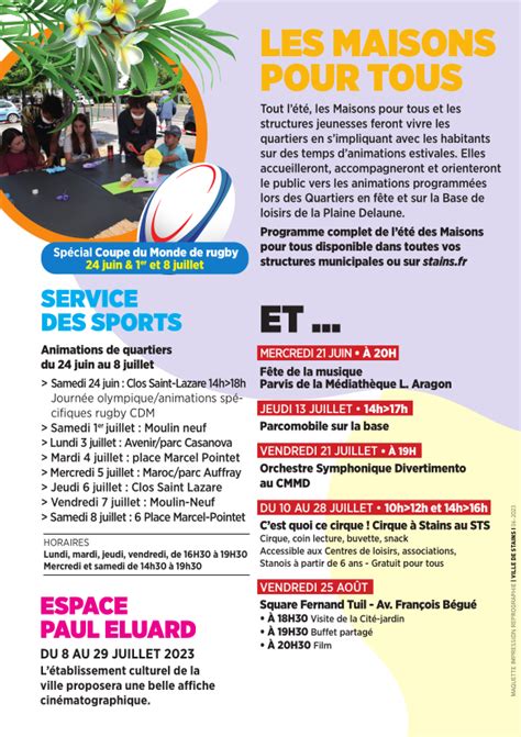 Service Municipal des Sports Au fil de lété au cœur des quartiers