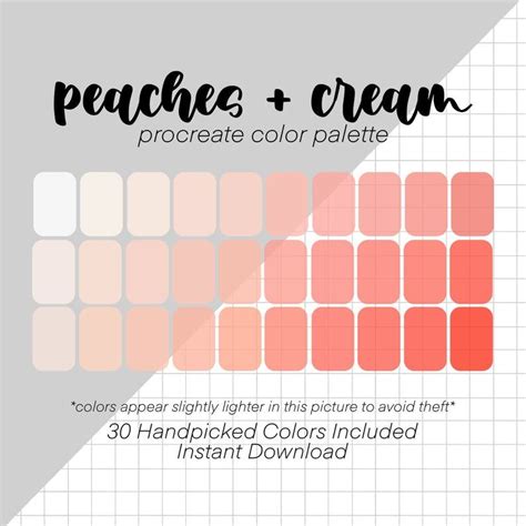 Peaches And Cream Procreate Color Palette 30 Colors Swatches Ipad