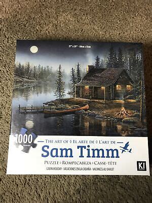 New Sam Timm Pc Puzzle Cabin Holiday Canoe Lake Moonlight