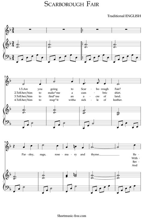 Download Scarborough Fair Sheet Music Pdf Traditional English Download