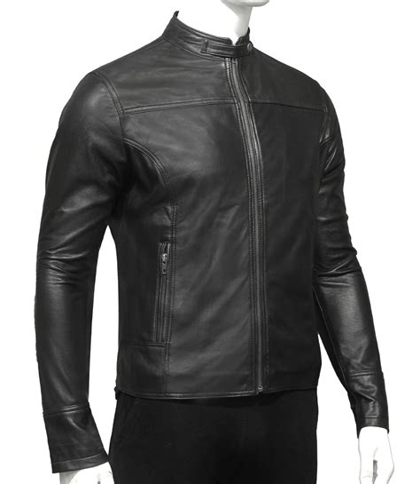 Men S Black Leather Cafe Racer Jacket Ralph Skin