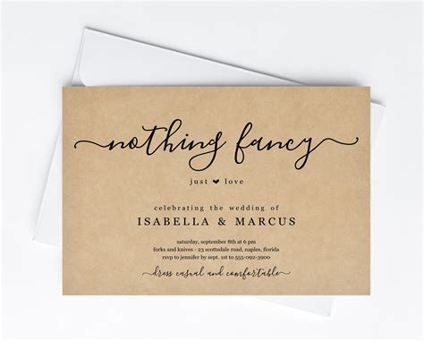 Nothing Fancy Just Love Wedding Invitation Printable Etsy