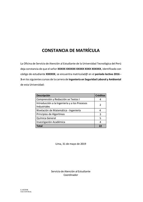 Constancia Matricula Ingles Constancia De MatrÍcula La Oficina De Servicio De Atención Al