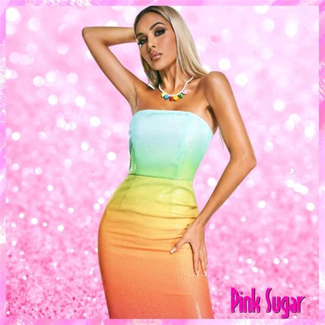 Priscilla Rainbow Sequin Midi Maxi Dress ®pink Sugar Bikini