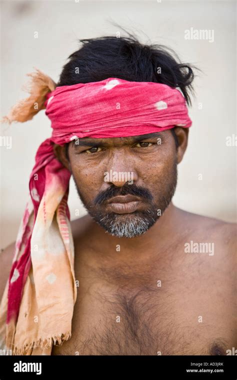 Portrait Of Man Wearing A Bandana In Varanasi Stock Photo Alamy