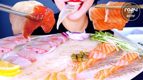 ASMR MUKBANG 도톰한 모듬회 먹방 생연어 광어 우럭 도미 RAW SEA FOOD SALMON FLATFISH