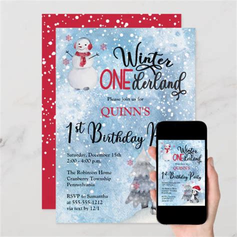 Penguin Snowman Winter Onederland St Birthday Invitation Zazzle