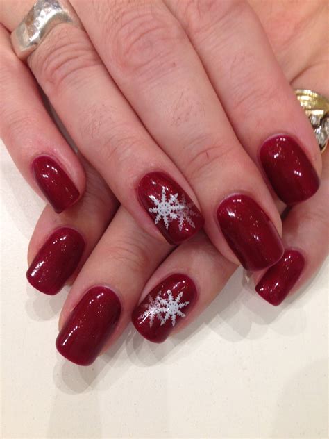 Bio Sculpture Gel Colour 2024 Claret With Silver White Snowflake