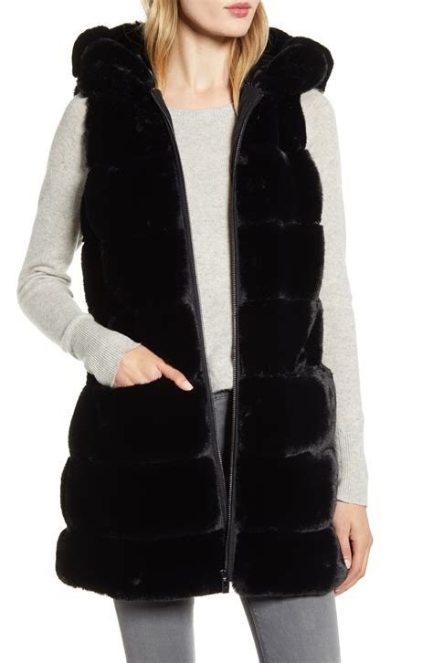 Via Spiga Faux Fur Hooded Vest Nordstrom