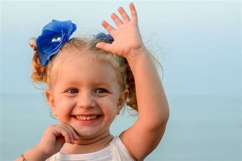 Girl Baby Happy Waving Child Cute Childhood Infant Adorable