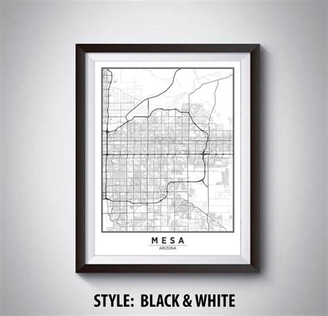 Map of Mesa AZ Mesa Map Mesa Poster Office Décor Wall | Etsy