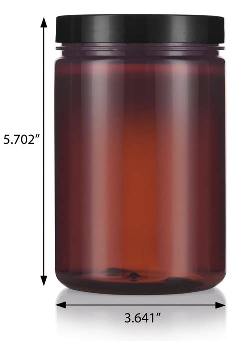 25 Oz Amber Plastic Straight Sided Jars