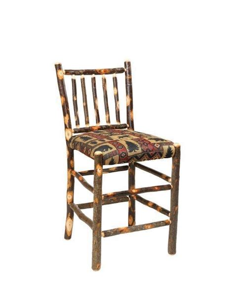 Amish Rustic Hickory Wood 24 Counter Stool