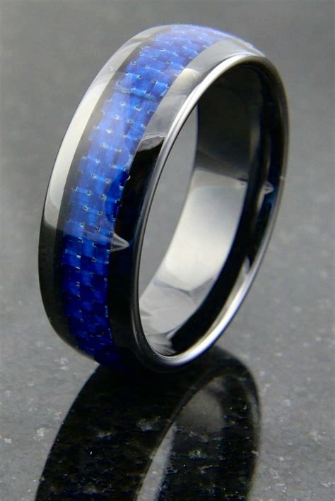 Carbon Blue Mens Wedding Rings Black Mens Wedding Rings Platinum Ceramic Wedding Ring