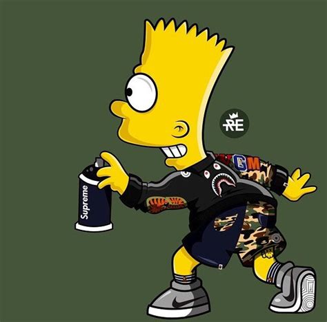 Simpson Supreme Wallpaper Gangsta Black Bart Simpson Supreme Bart