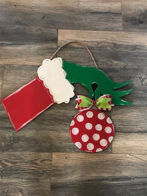 Grinch Style Door Hanger Christmas Decor Holiday Decor Etsy