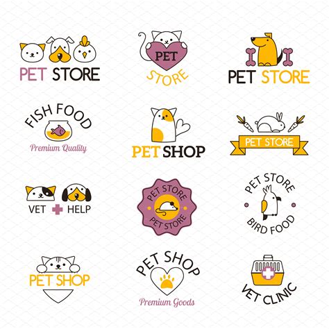 Logo For Pet Shop Vector Set Animal Illustrations Creative Market