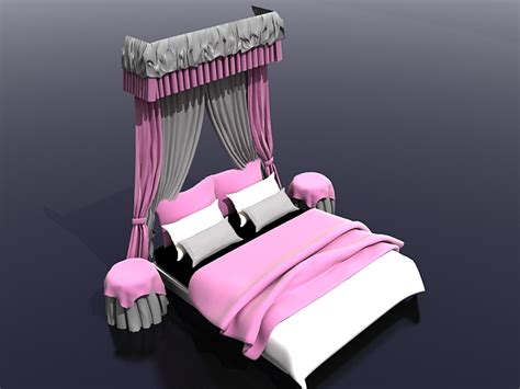 Bed With Curtain 3d Model 3ds Max Files Free Download Cadnav