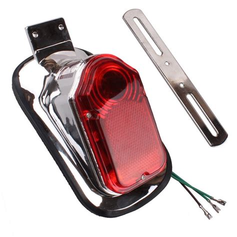 Motorcycle Chrome Red Tombstone Brake Tail Light Signal Fit For Bike