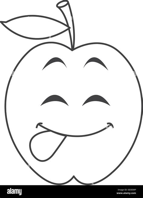 Cute Tongue Out Apple Cartoon Icon Stock Vector Image And Art Alamy