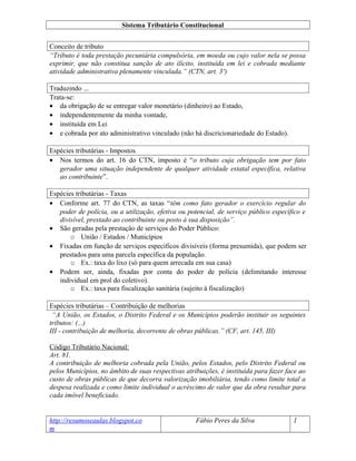 Sistema Tributário Constitucional Direito Tributário Resumo 7º