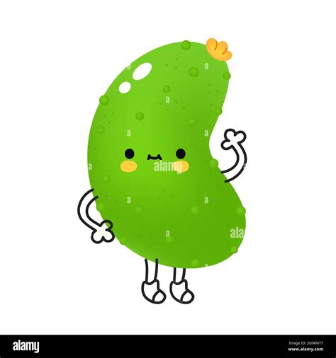 Lindo Y Divertido Pepino Vegetal Con Cara Icono De Ilustraci N De