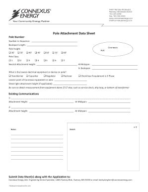 Fillable Online Pole Attachment Data Sheet Connexus Energy Fax Email