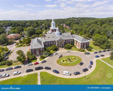 Newton City Hall Aerial View, Massachusetts, USA Stock Photo - Image of drone, aerial: 130493980