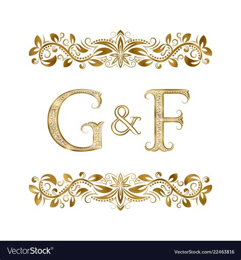 G And F Vintage Initials Logo Symbol Royalty Free Vector