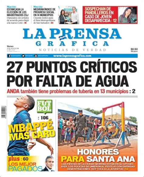 Periódico La Prensa Gráfica El Salvador Periódicos De El Salvador Toda La Prensa De Hoy