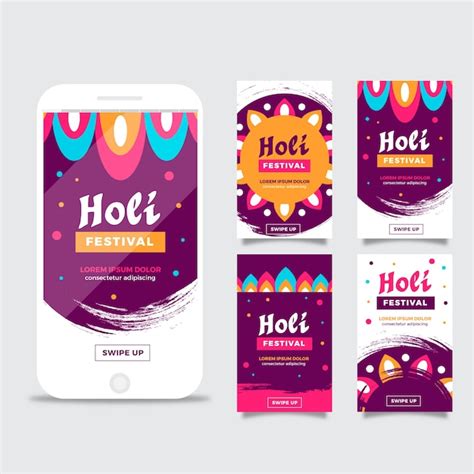 Colecci N De Historias De Instagram Festival Holi Vector Gratis