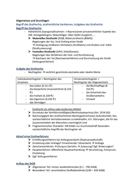 Strafrecht AT Zusammenfassung Allgemeines Und Grundlagen Begriff Des