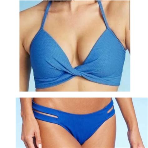 Shade Shore Swim Shade Shore Cobalt Blue Bikini Twist Top Pushup