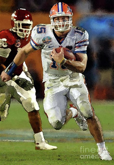 University Of Florida Gators Tim Tebow Painting By Thomas Pollart Fine Art America