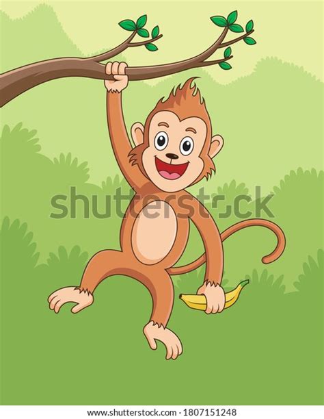 Cute Monkey Carrying Banana Vector Design Stock Vector Royalty Free